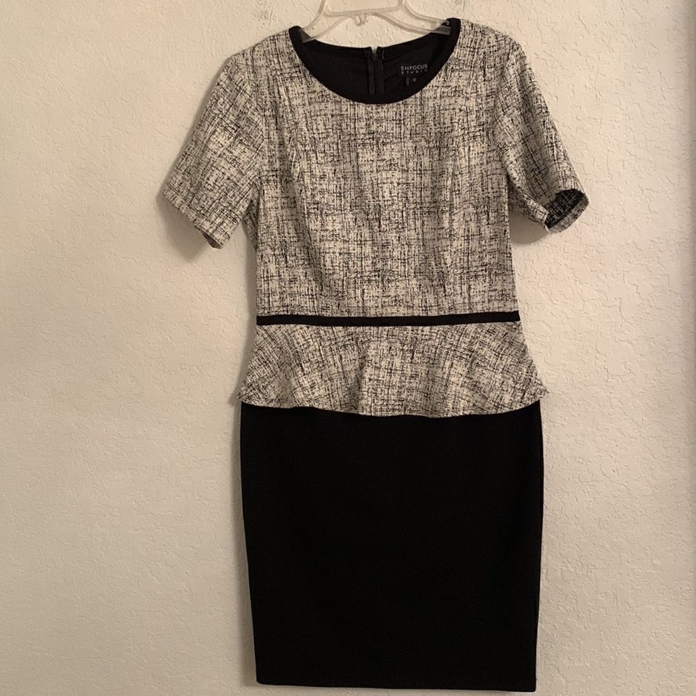 Enfocus Studio Short Sleeve White/Black Dress Size 12